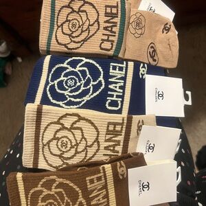 Fashion Beige and Brown Rose Pattern Socks